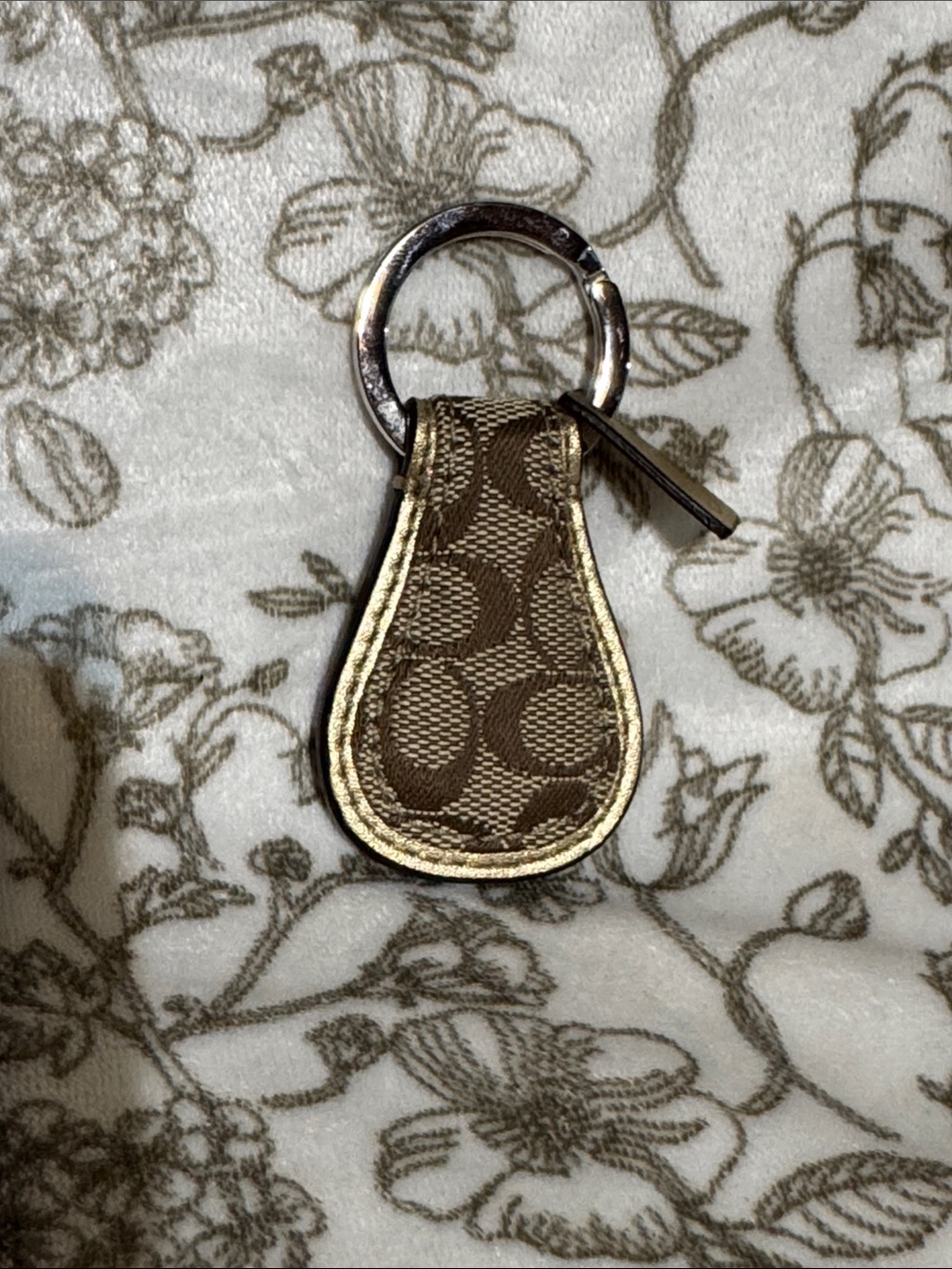 Coach Vintage Gold Toned Leather-Trim Keychain Fob